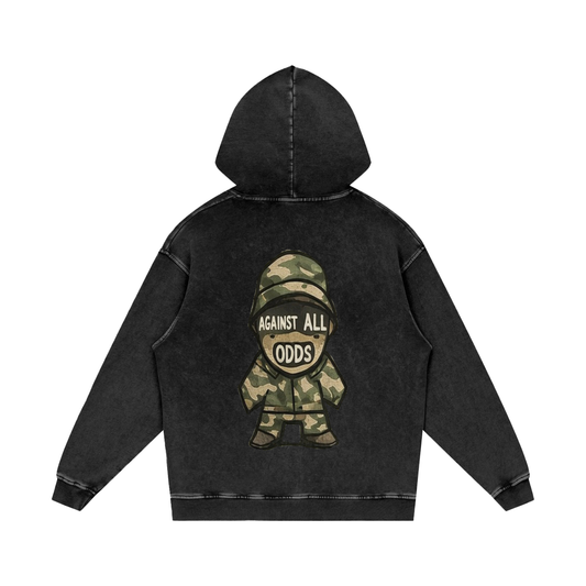 G77 “AGAINST ALL ODDS” Snow Washed Loose Cotton Hoodie