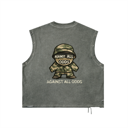 G77 “Against All Odds” Distressed Grommet Eyelet Tank Top