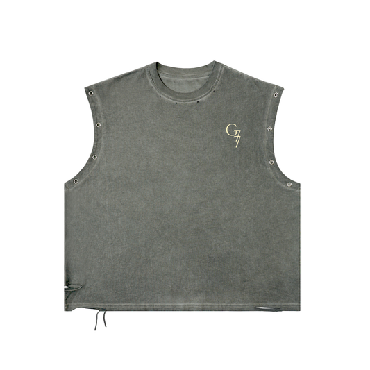 G77 “Against All Odds” Distressed Grommet Eyelet Tank Top